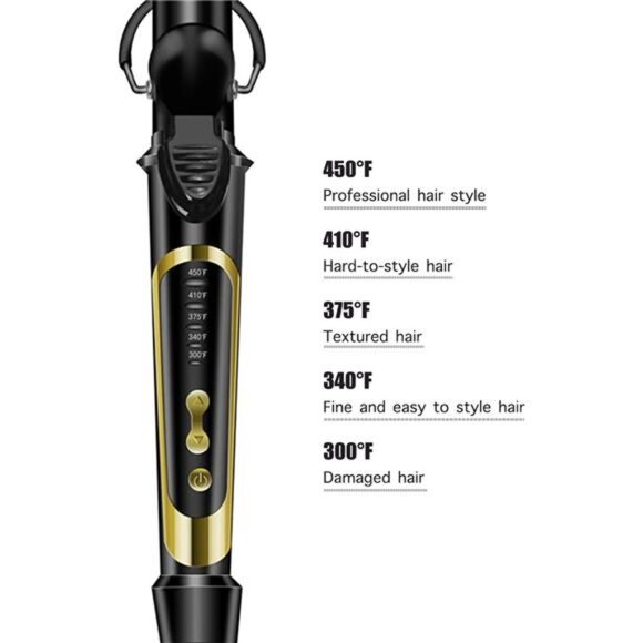 1.25 Inch Clipped Curling Iron with Extra Long Tourmaline Ceramic Barrel - Picture 5 of 7